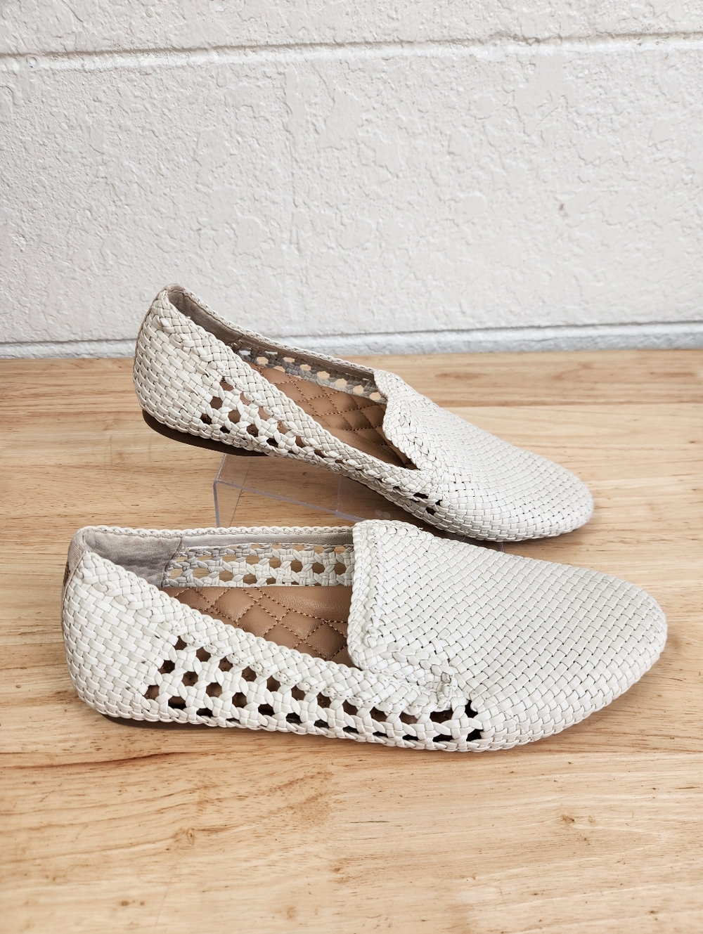 Birdies The Starling White Woven Womens 7.5 Vegan Leather Slip On Flats Loafers